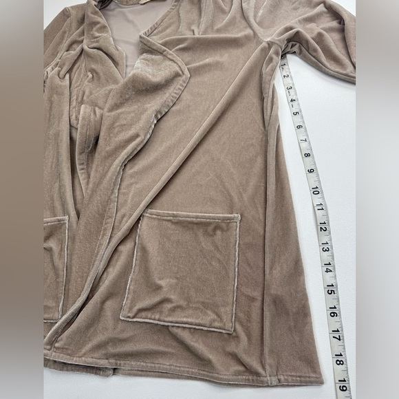 Soft Surroundings Velour Cardigan Natural Tan Shacket Womens Small Petite - Picture 5 of 9